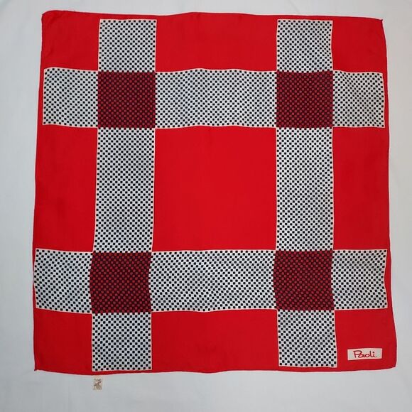 Accessories - Vintage 60s Red White Blue Square Acetate Scarf Made in Japan